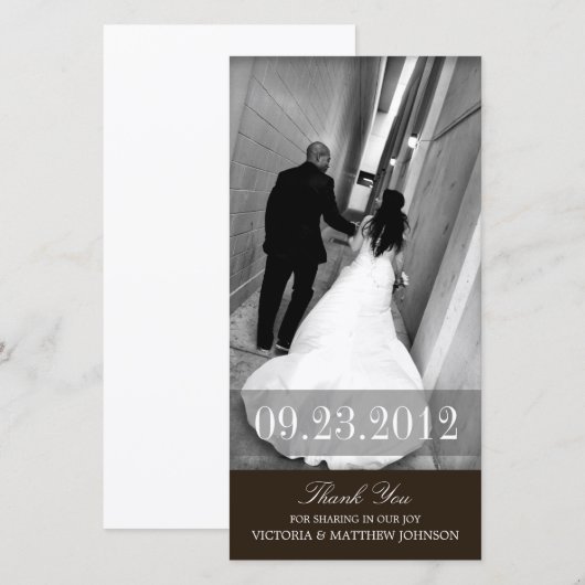 ROMANCE IN HET ZWART | BRUILOFT BEDANKT KAART (Voorkant / Achterkant)