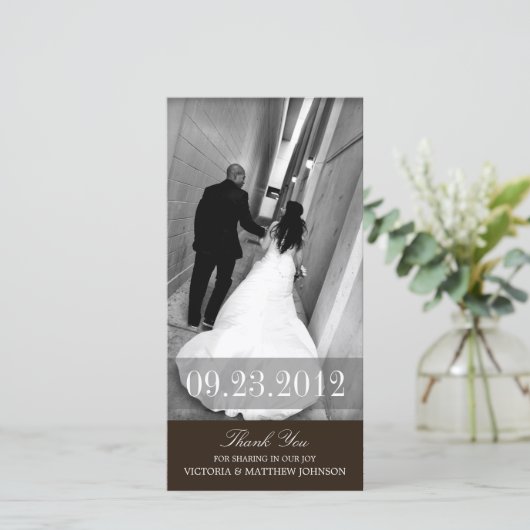 ROMANCE IN HET ZWART | BRUILOFT BEDANKT KAART (Staand voorkant)