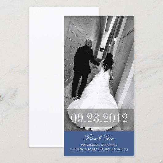 ROMANCE IN NAVY BLUE | BRUILOFT BEDANKT KAART (Voorkant / Achterkant)