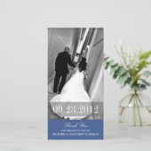 ROMANCE IN NAVY BLUE | BRUILOFT BEDANKT KAART (Staand voorkant)