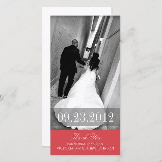 ROMANCE IN RED | TROUWKAARTJE OM TE BEDANKEN BEDANKKAART (Voorkant / Achterkant)