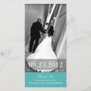 ROMANCE IN TURQUOISE   BRUILOFT BEDANKT KAART