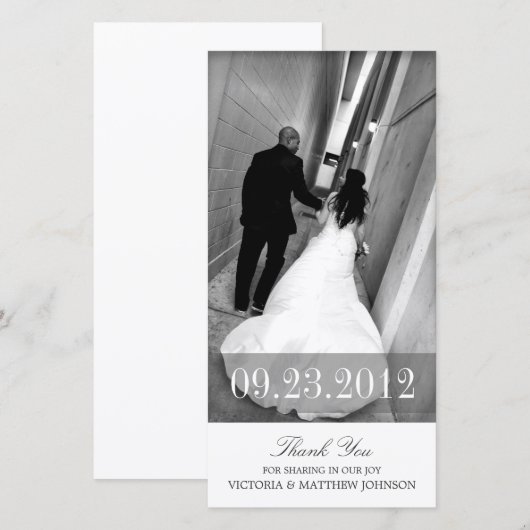 ROMANCE IN WHITE | TROUWKAARTJE OM TE BEDANKEN BEDANKKAART (Voorkant / Achterkant)