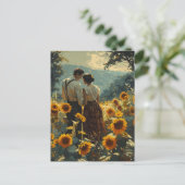  Romance in Zonnebloemenvelden Briefkaart (Staand voorkant)