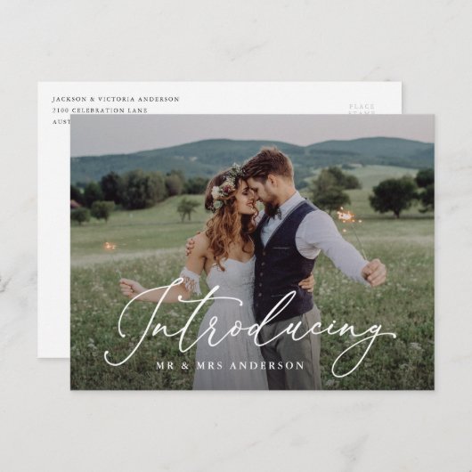 Romance introduceert Elopement-Briefkaart Aankondigingskaart (Voorkant / Achterkant)