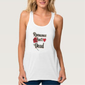 "Romance Isn't Dead" with Red Rose and Heart Tanktop (Voorkant)