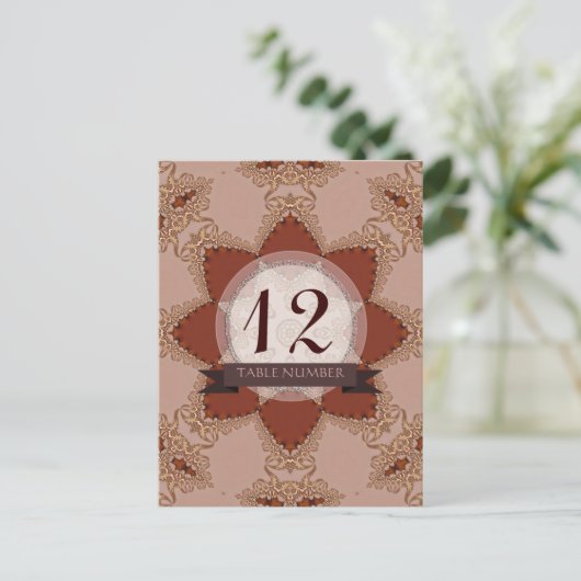  Romance Kant Bruiloft Tafel Nummer Briefkaart (Staand voorkant)