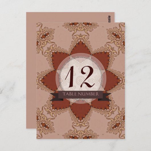  Romance Kant Bruiloft Tafel Nummer Briefkaart (Voorkant / Achterkant)