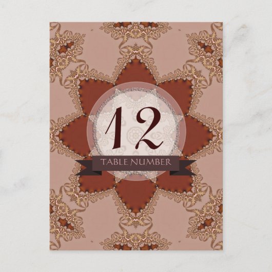 Romance Kant Bruiloft Tafel Nummer Briefkaart (Voorkant)