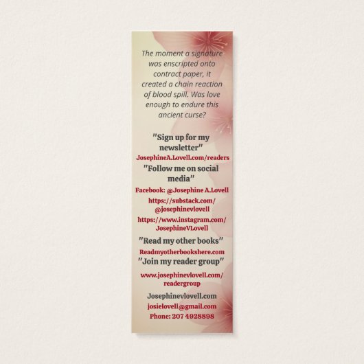 Romance Kiss Promotiemateriaal Auteur Mini Visitekaartjes (Achterkant)