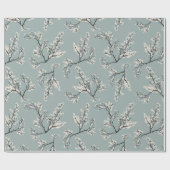  Romance Lente Bloemen Patroon Blauwgroen Cadeaupapier (Vlak)