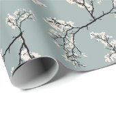  Romance Lente Bloemen Patroon Blauwgroen Cadeaupapier (Rol Hoek)