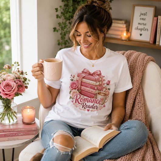 Romance Lezer Roze Boek Stapel Tri-Blend Shirt
