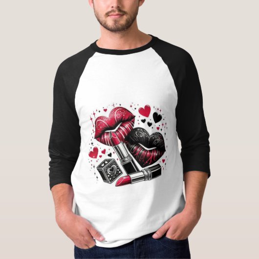 Romance, liefde, kus t-shirt (Voorkant)
