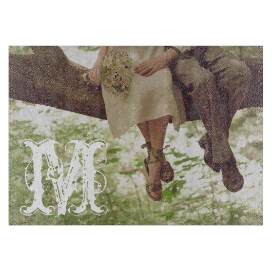  Romance Liefde Monogram Glassnijplank Snijplank (Voorkant)