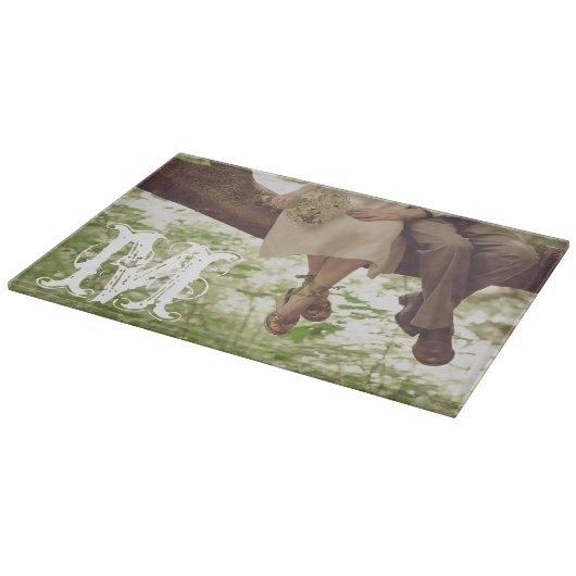 Romance Liefde Monogram Glassnijplank Snijplank (Hoek)