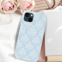  Romance Light Blue en White Damask Print Case-Mate iPhone Case
