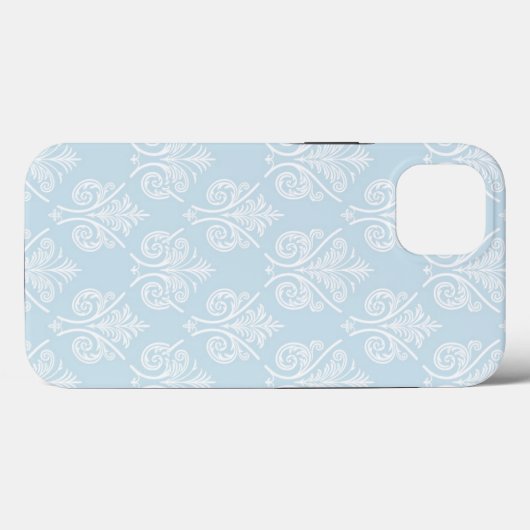Romance Light Blue en White Damask Print Case-Mate iPhone Case (Achterkant (horizontaal))