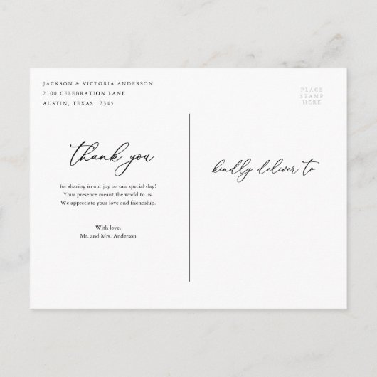 Romance Love and Bedankt Briefkaart (Achterkant)