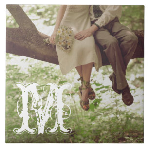  Romance Love Couple Monogram Display Tile Tegeltje