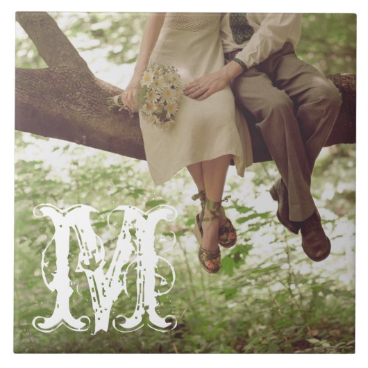  Romance Love Couple Monogram Display Tile Tegeltje (Voorkant)