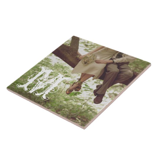 Romance Love Couple Monogram Display Tile Tegeltje (Zijkant)