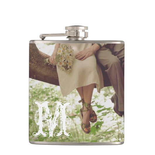  Romance Love Paar Monogram Whiskey Flask Heupfles (Voorkant)