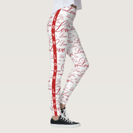 Romance "Love" Red Valentijns Typografiepatroon Leggings