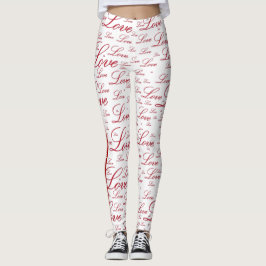 Romance "Love" Red Valentijns Typografiepatroon Leggings