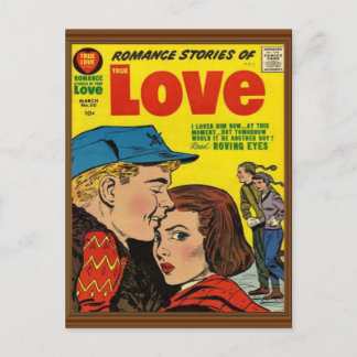 Romance Love Story Comic Hoesje Faux Wood Briefkaart