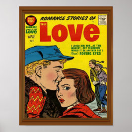 Romance Love Story Comic Hoesje  Faux Wood Poster