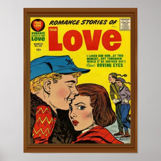 Romance Love Story Comic Hoesje Faux Wood Poster (Voorkant)