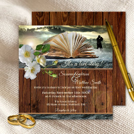 Romance Love Story Library Book Wedding Kaart
