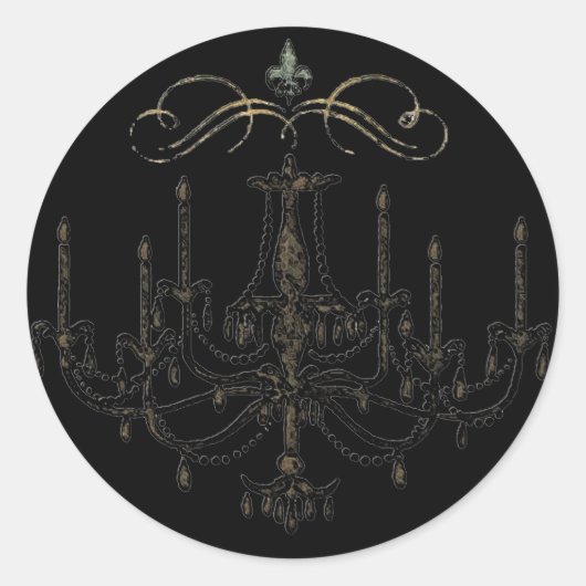 Romance met een kroonluchter ~ Sticker bruiloft (Voorkant)