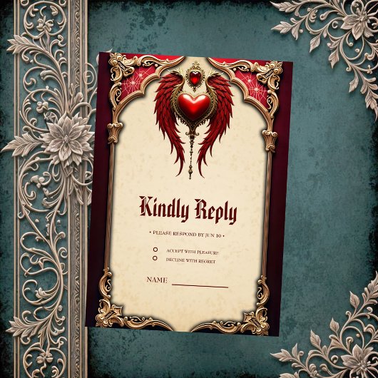  romance met hart en vleugels. RSVP kaartje