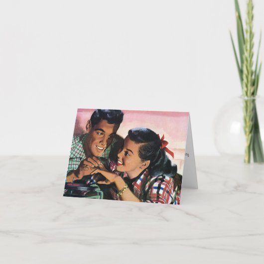  Romance, middelbare school Sweethearts in Love Bedankkaart (Voorkant)