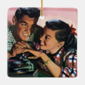 Romance, middelbare school Sweethearts in Love Keramisch Ornament (Achterkant)