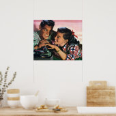  Romance, middelbare school Sweethearts in Love Poster (Keuken)