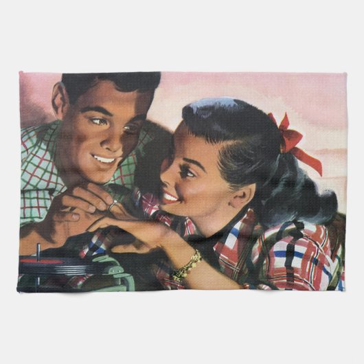  Romance, middelbare school Sweethearts in Love Theedoek (Horizontaal)