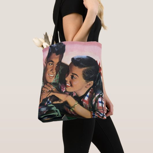  Romance, middelbare school Sweethearts in Love Tote Bag (Dichtbij)