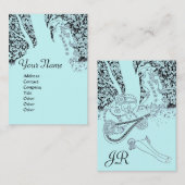 ROMANCE MONOGRAM, zwart en blauw Visitekaartje (Voorkant / Achterkant)