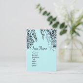 ROMANCE MONOGRAM, zwart en blauw Visitekaartje (Staand voorkant)