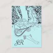 ROMANCE MONOGRAM, zwart en blauw Visitekaartje (Achterkant)