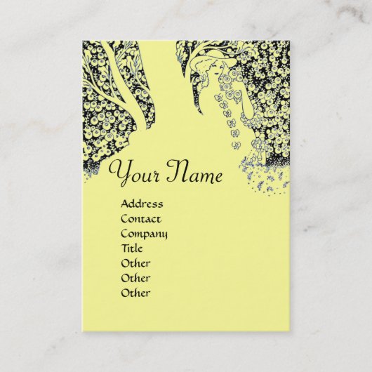 ROMANCE MONOGRAM, zwart en geel Visitekaartje (Voorkant)