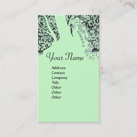 ROMANCE MONOGRAM, zwart en groen Visitekaartje (Voorkant)