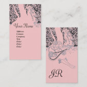 ROMANCE MONOGRAM, zwart en roze Visitekaartje (Voorkant / Achterkant)