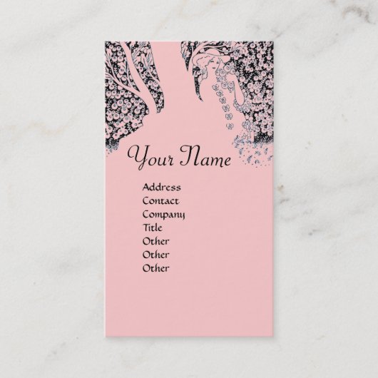 ROMANCE MONOGRAM, zwart en roze Visitekaartje (Voorkant)