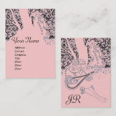 ROMANCE MONOGRAM, zwart en roze Visitekaartje (Voorkant / Achterkant)
