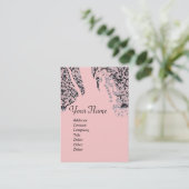 ROMANCE MONOGRAM, zwart en roze Visitekaartje (Staand voorkant)