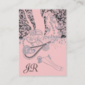 ROMANCE MONOGRAM, zwart en roze Visitekaartje (Achterkant)